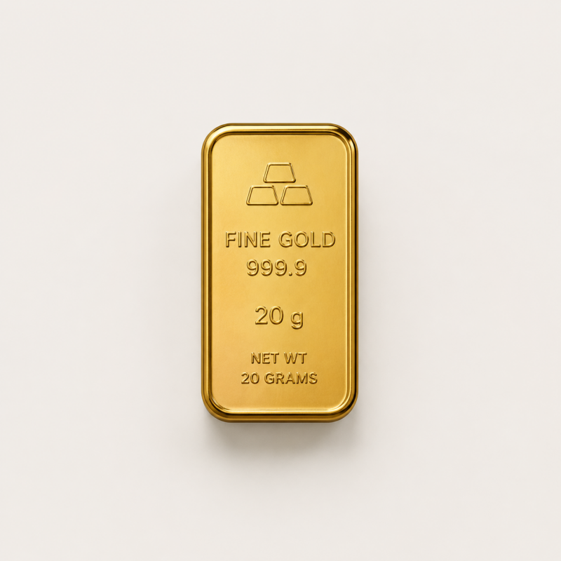 Lingot d’or d’investissement 20 g – visuel non contractuel