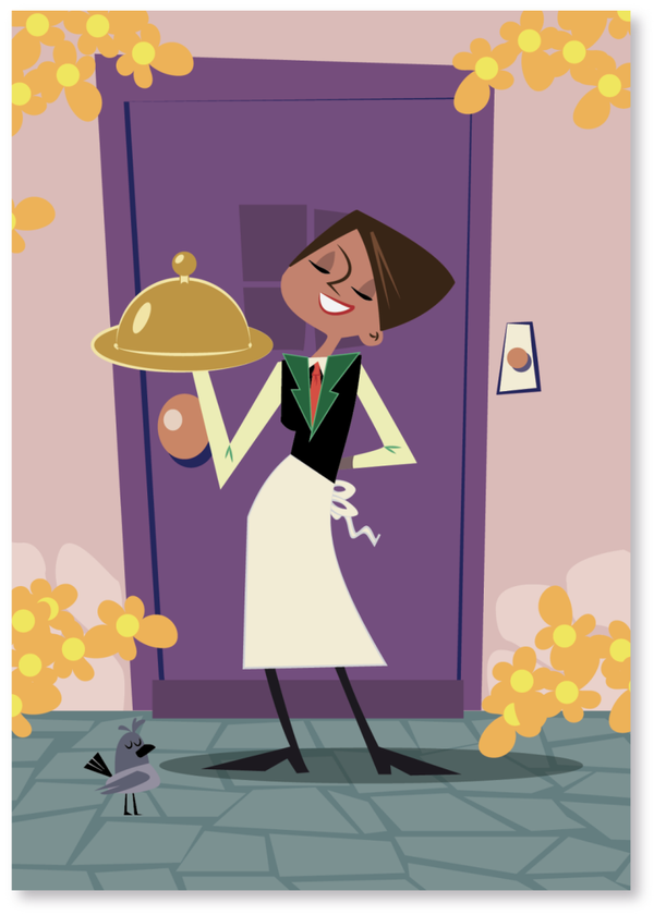 F - de vrolijke serveerster