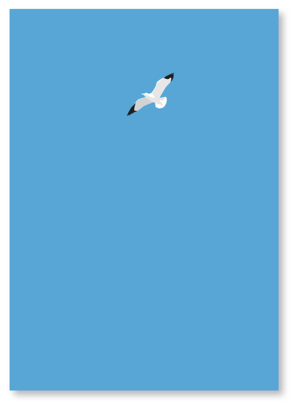 M - meeuw in blauwe lucht