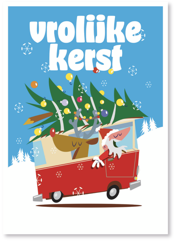 F - Kerstman en hert in bus