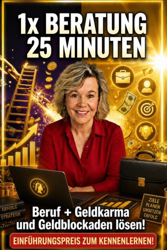 Einführungspreis 1 x Beratung a`25 Minuten mit der Spezialisierung: Beruf + Geldkarma und Geldblockaden lösen!