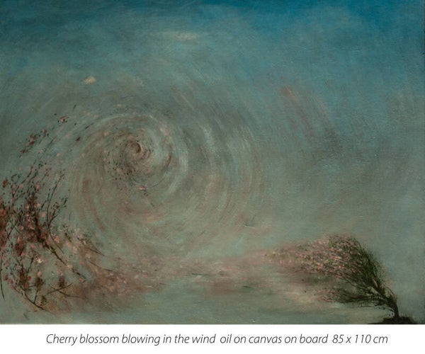Cherry blossom blowing in the wind
