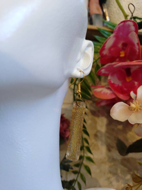 Boucles d'oreilles pendantes champagne