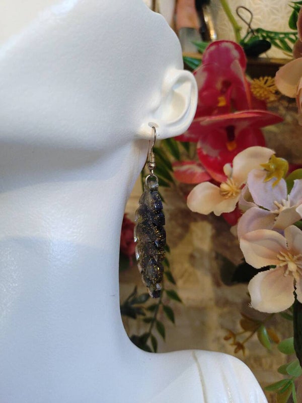 Boucles d'oreilles plumes pailletée