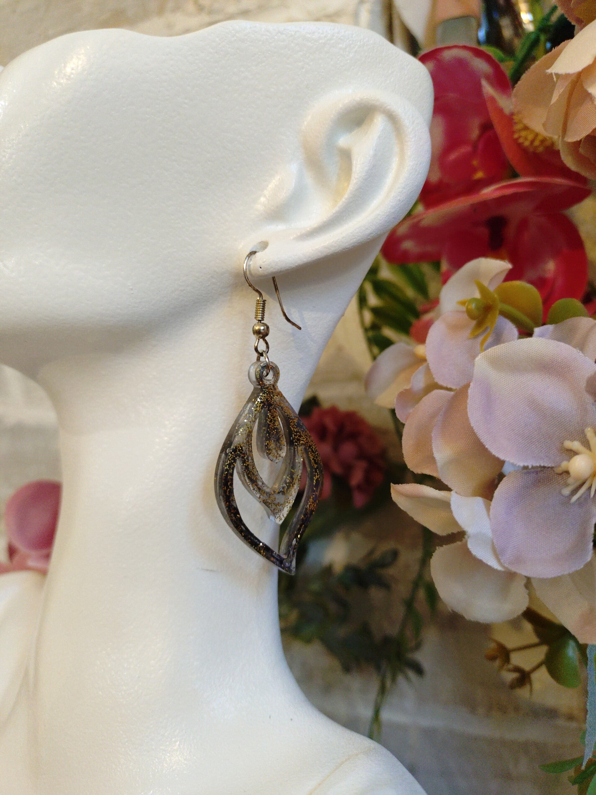 Boucles d'oreilles losange pailletées