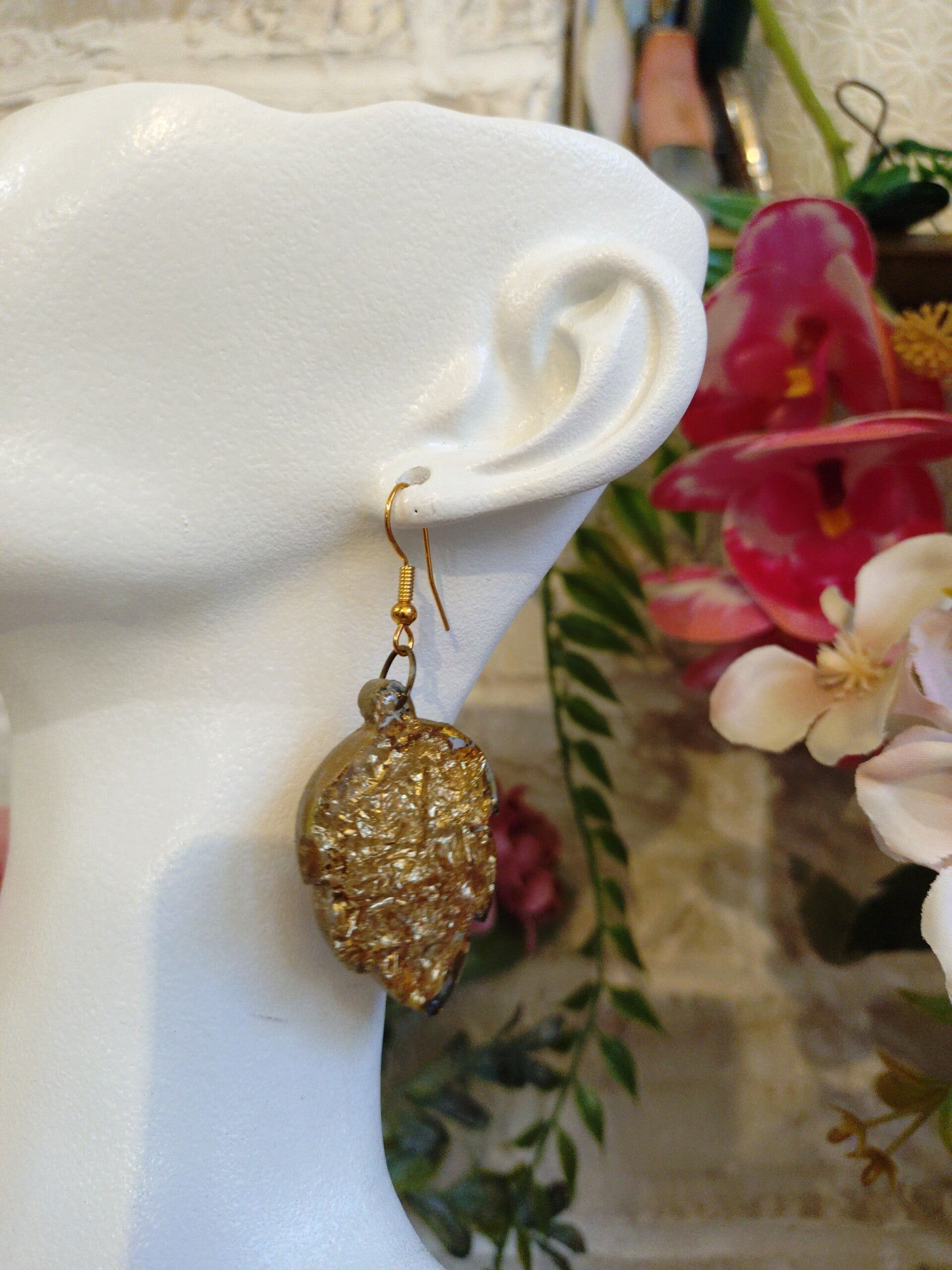 Boucles d'oreilles feuilles or