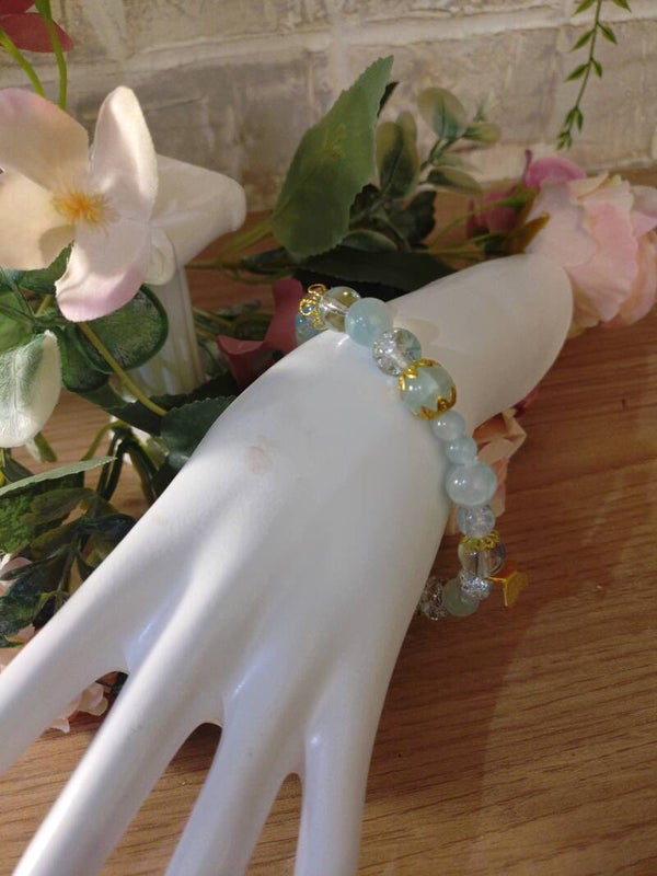 Bracelet perle Bouddha bleu très pâle