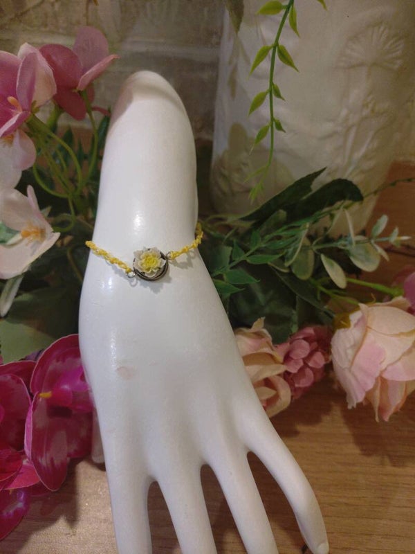Bracelet argent et jaune pastel