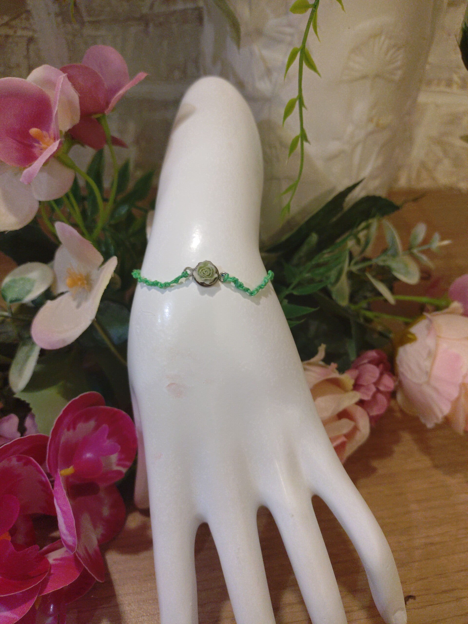 Bracelet vert et argent