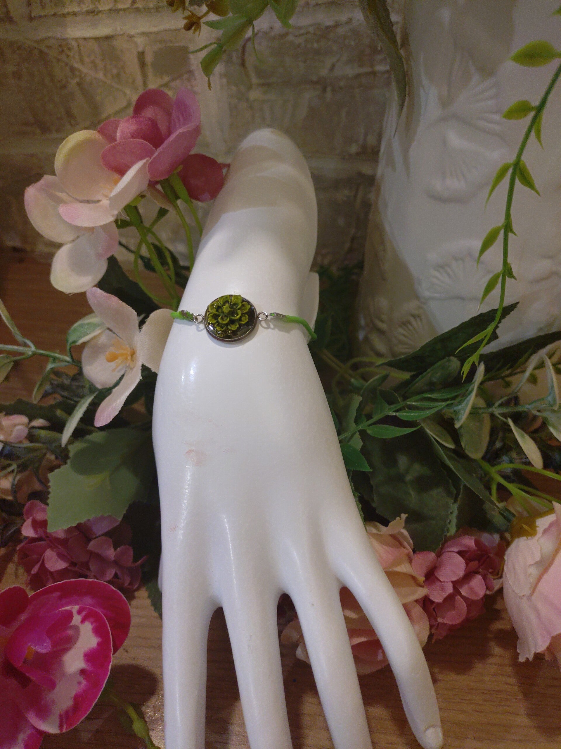 Bracelet vert et argent