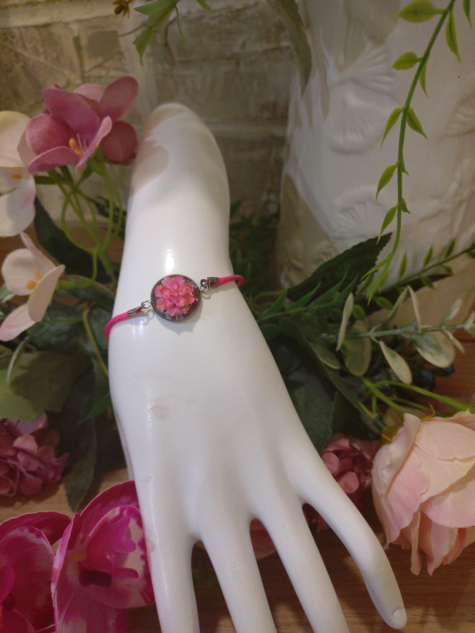 Bracelet fushia et argent