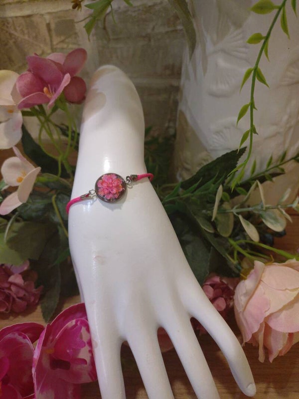 Bracelet fushia et argent