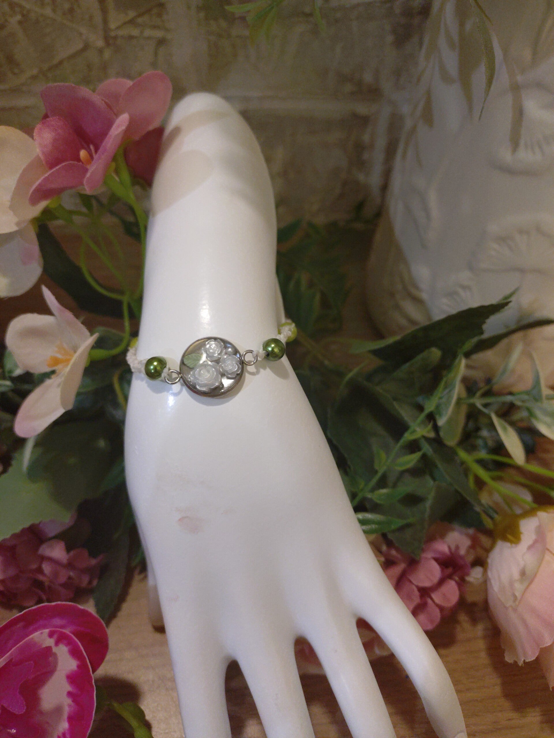 Bracelet vert et blanc