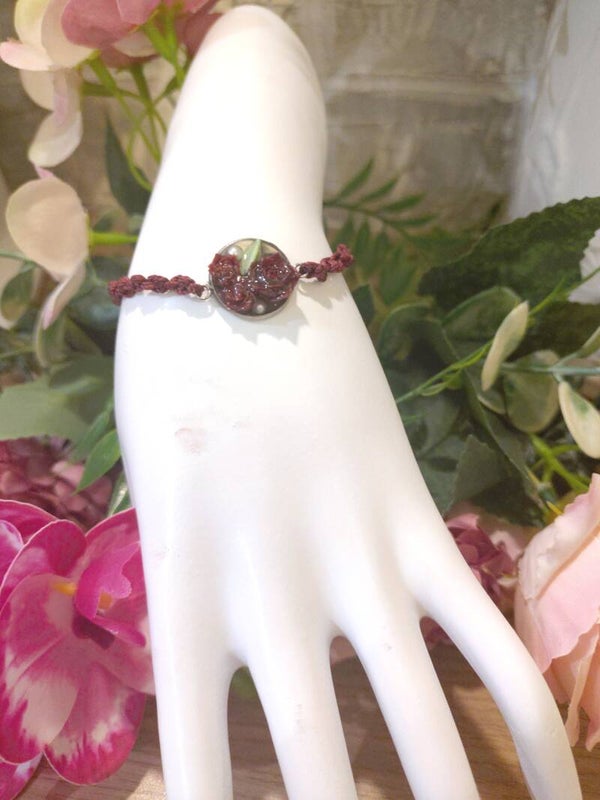 Bracelet bordeau et argent