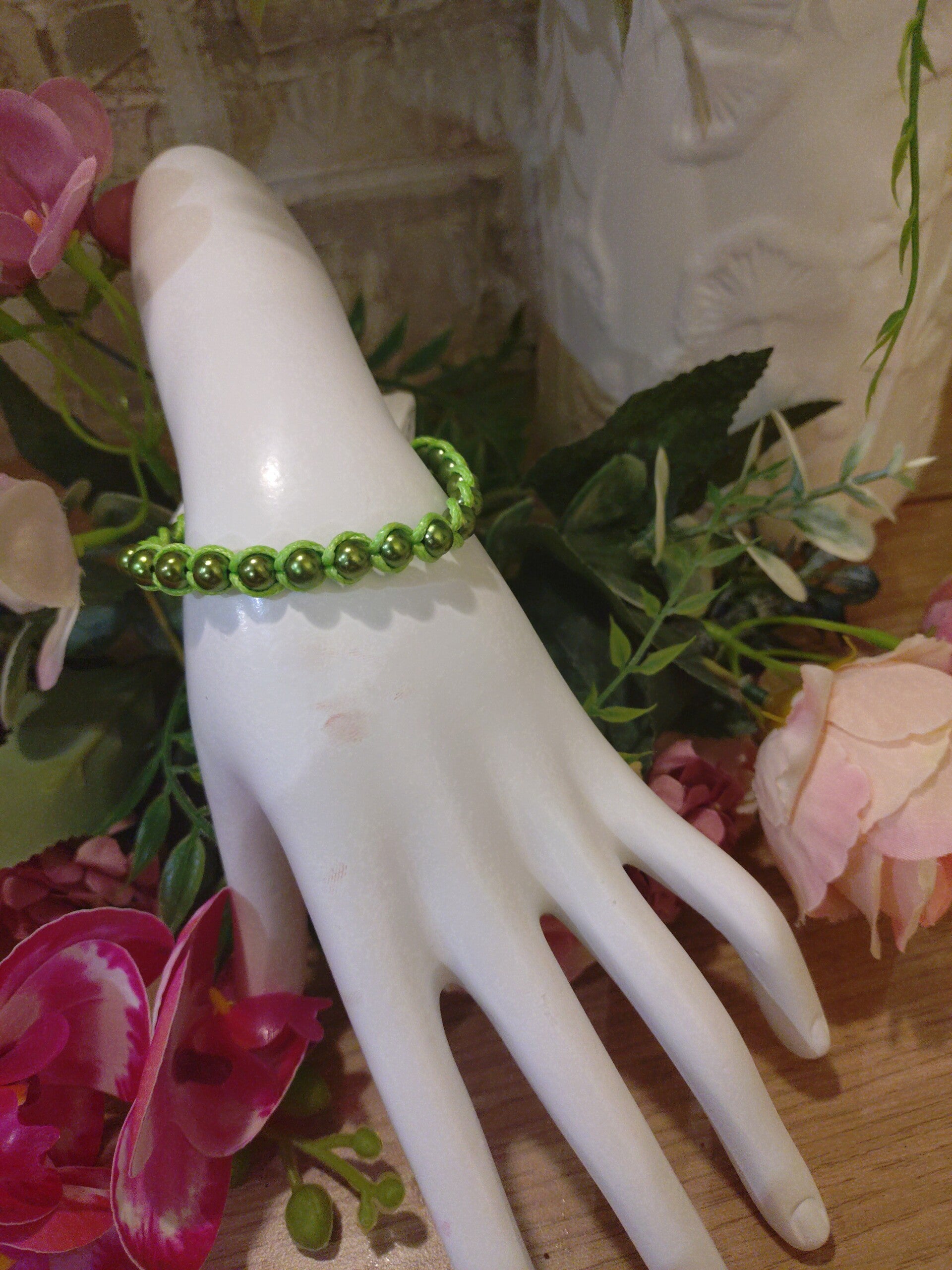 Bracelet vert perle verte