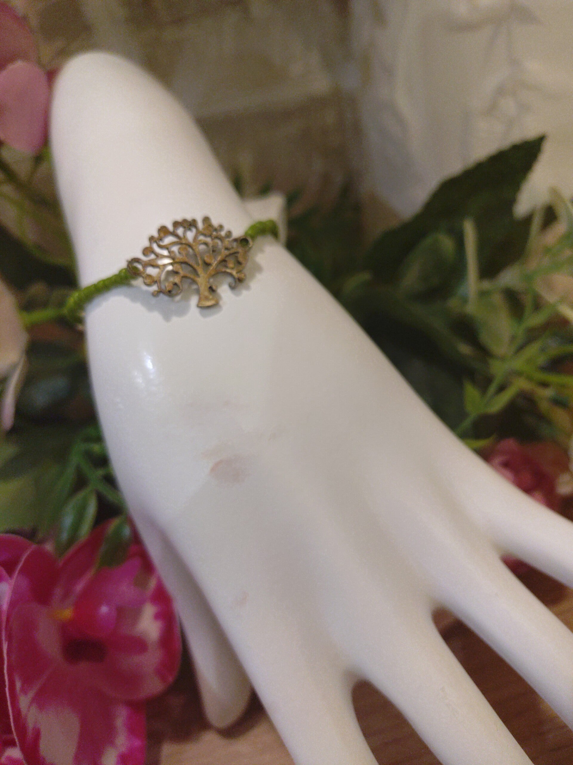 Bracelet perle verte arbre de vie