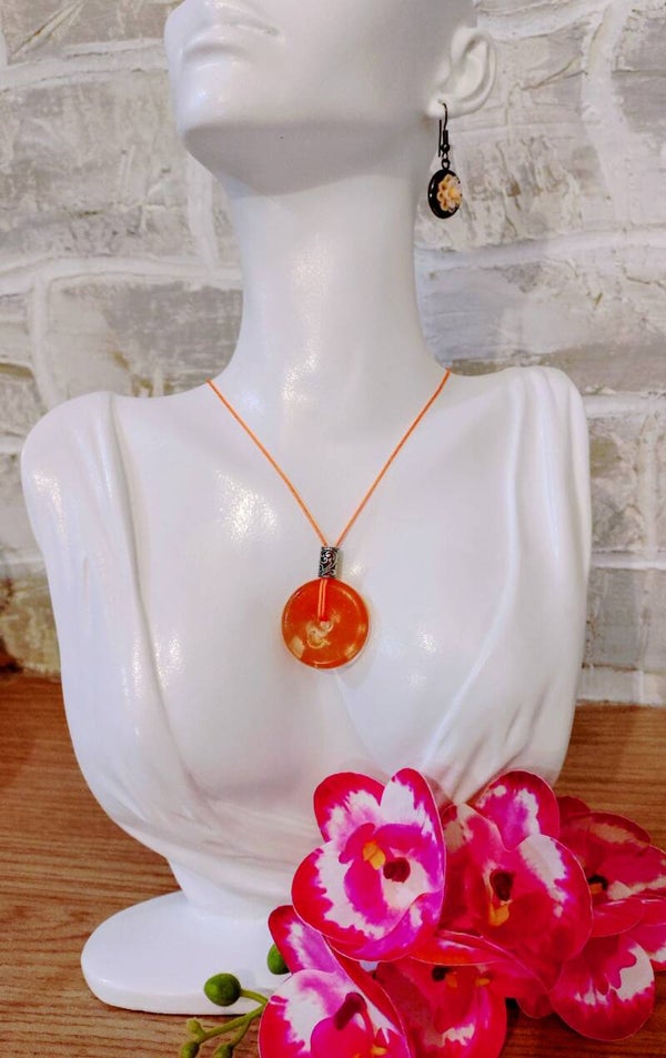 Collier Donut orange lune