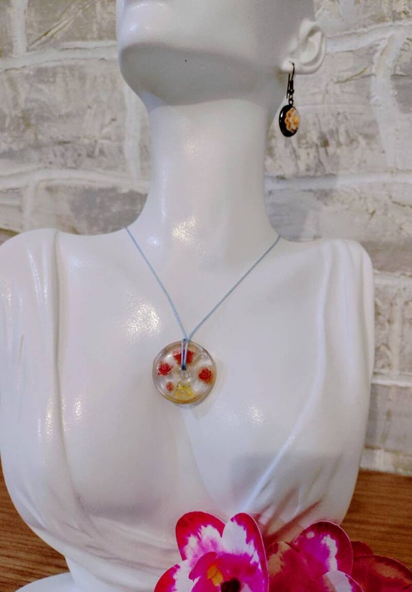 Collier pendentif donut roses rose