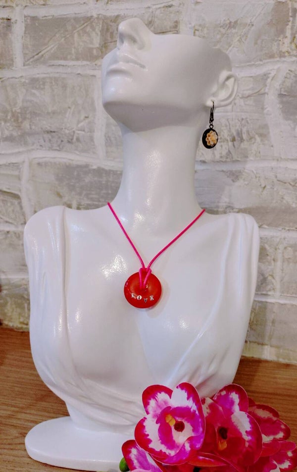 Collier pendentif donut fushia