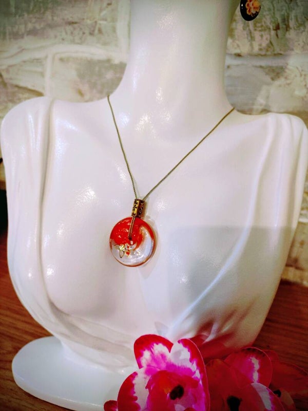 Collier pendentif donut orange
