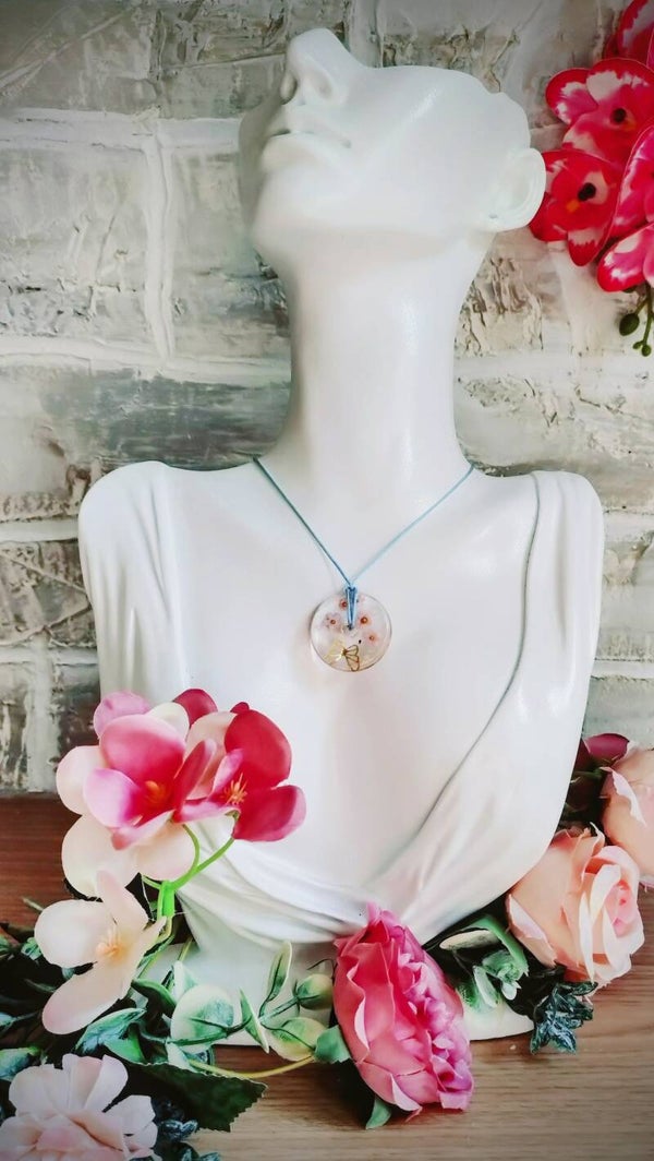 Collier médaillon donut rose