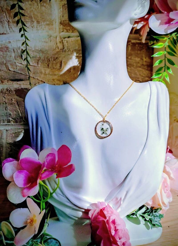 Collier médaillon rond papillonChaîne acier inoxydable, longueur 26 cm