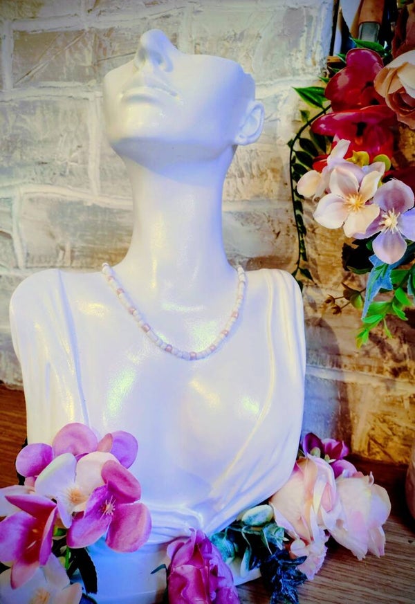 Collier perle blanc et rose
