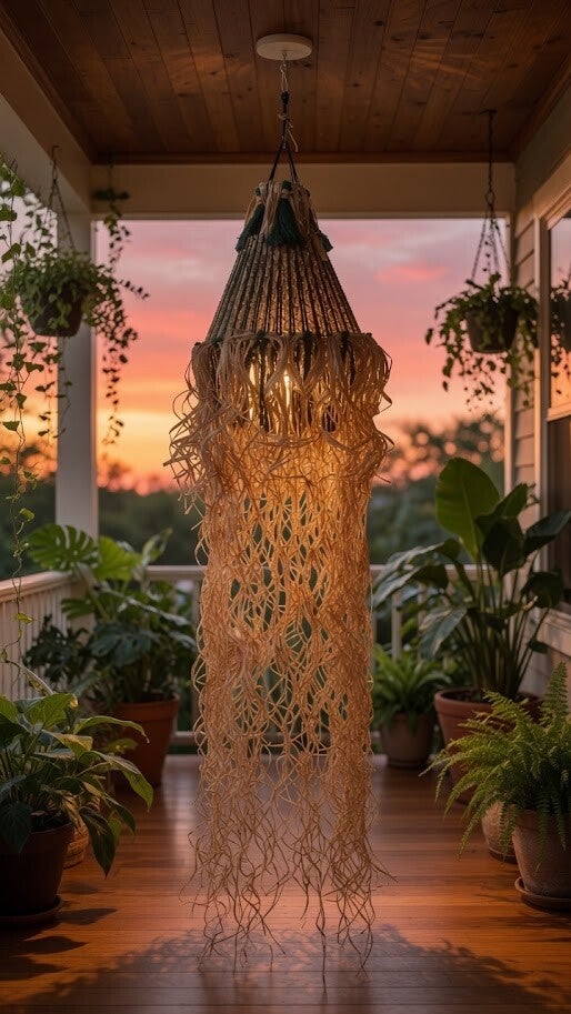 Organic Paper Fiber Sculpture Light – Handmade Sculptural Pendant