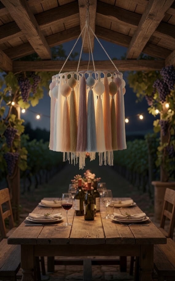 Artisan Bamboo Rope Pendant Light – Natural Fiber Art Chandelier