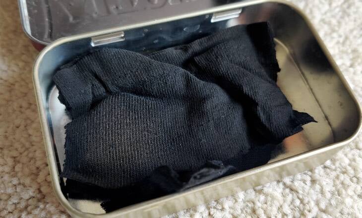 char cloth in a tinderbox