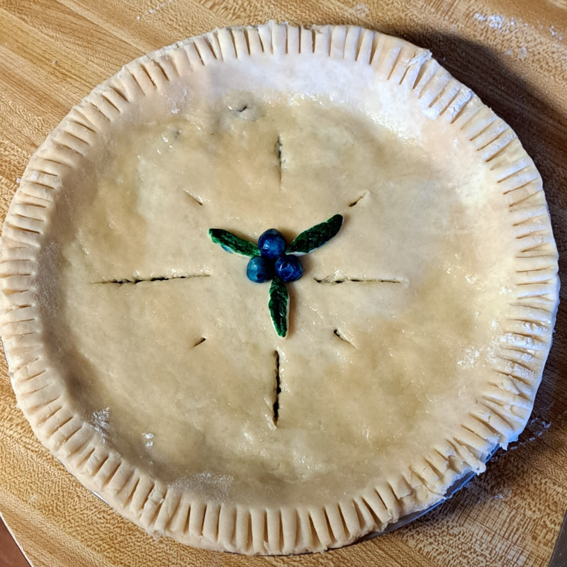 blueberry pie ready to be baked