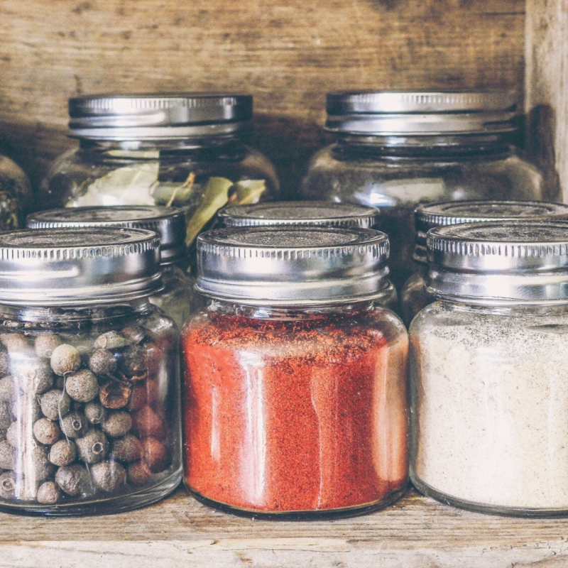 spices in jars