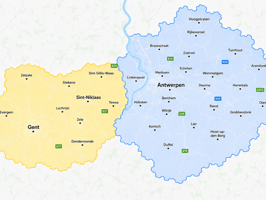 Werkgebied Antwerpen en Oost-Vlaanderen