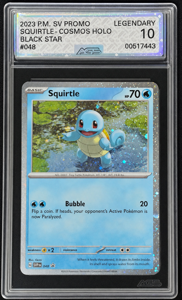 AGS LEGENDARY 10 - SQUIRTLE COSMOS HOLO 2023 POKEMON SV PROMO BLACK STAR #048 - Shadow TCG.