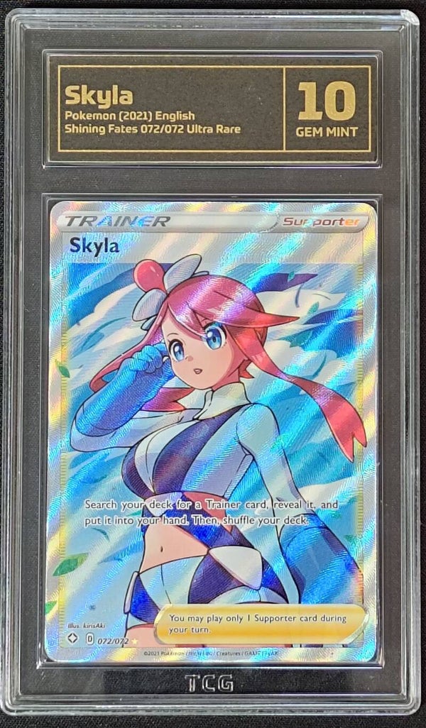TCG GEM MINT 10 - SKYLA 2021 POKEMON ENGLISH SHINING FATES #072/072 - ULTRA RARE - Shadow TCG.
