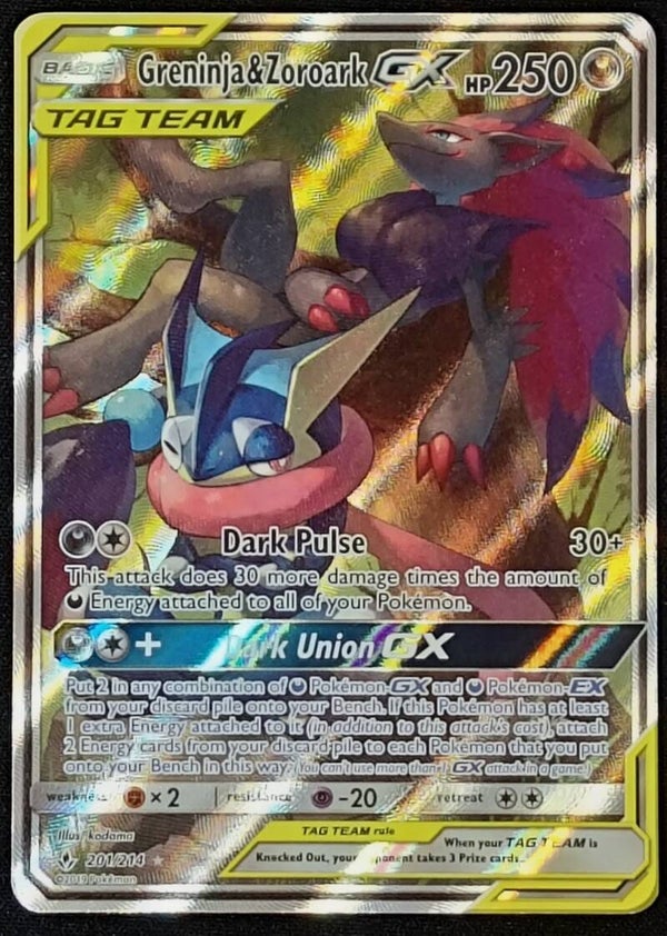 GRENINJA & ZOROARK GX 2019 POKEMON SUN & MOON UNBROKEN BONDS #201/214 - TAG TEAM ALT ART - Shadow TCG
