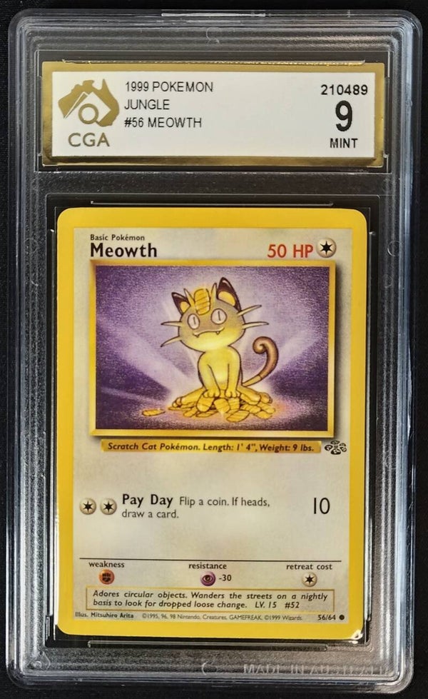 CGA MINT 9 - MEOWTH 1999 POKEMON JUNGLE #56 - Shadow TCG
