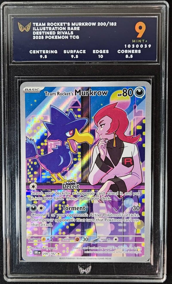 ARK MINT+ 9 - TEAM ROCKET'S MURKROW 2025 POKEMON TCG DESTINED RIVALS #200 - ILLUSTRATION RARE - Shadow TCG