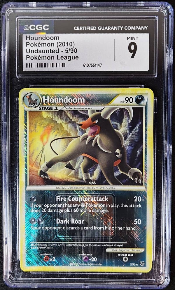 CGC MINT 9 - HOUNDOOM 2010 POKEMON UNDAUNTED #5/90 - POKEMON LEAGUE - Shadow TCG