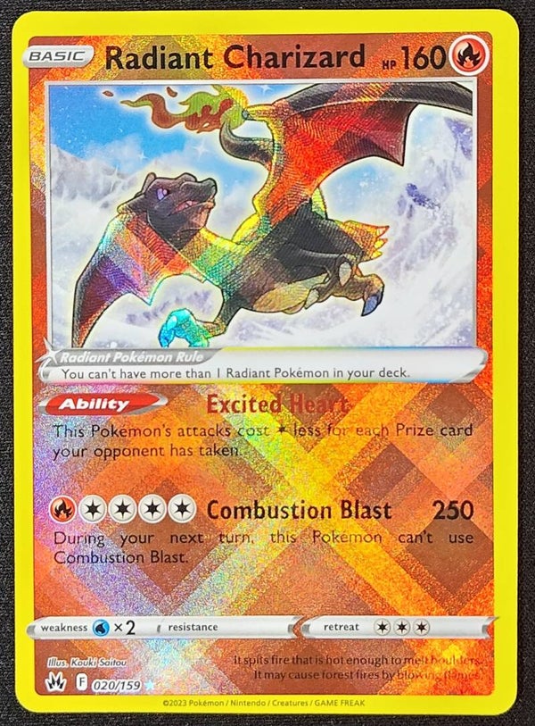 RADIANT CHARIZARD 2023 POKEMON SWORD & SHIELD CROWN ZENITH #020/159 - RADIANT RARE - Shadow TCG