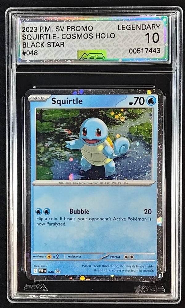 AGS LEGENDARY 10 - SQUIRTLE COSMOS HOLO 2023 POKEMON SV PROMO BLACK STAR #048 - Shadow TCG.