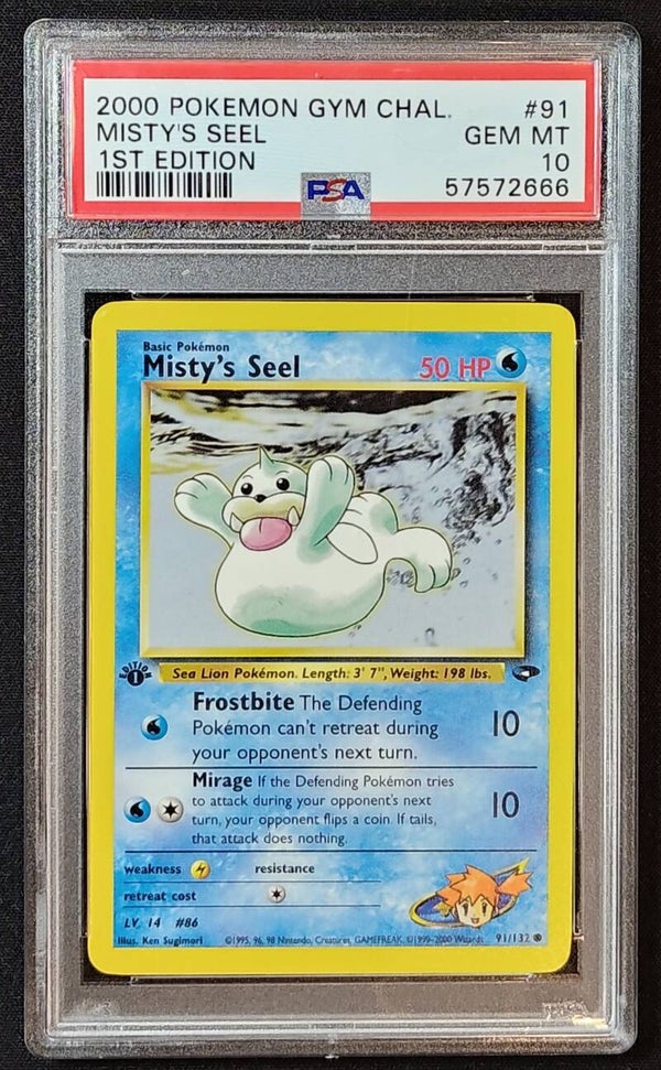PSA GEM MT 10 - MISTY'S SEEL 2000 POKEMON GYM CHALLENGE 1ST EDITION #91/132 - Shadow TCG