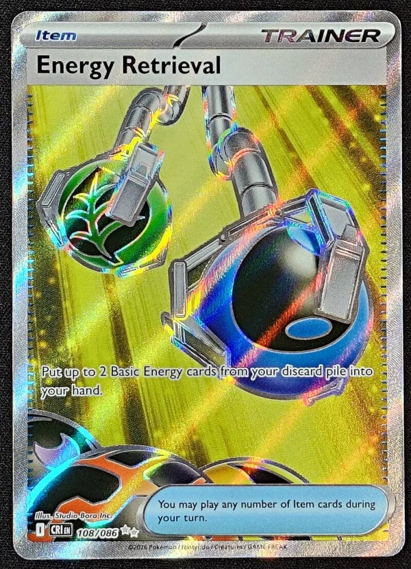 ENERGY RETRIEVAL 2025 POKEMON ME04 CHAOS RISING #108/086 - FULL ART TRAINER ITEM - Shadow TCG