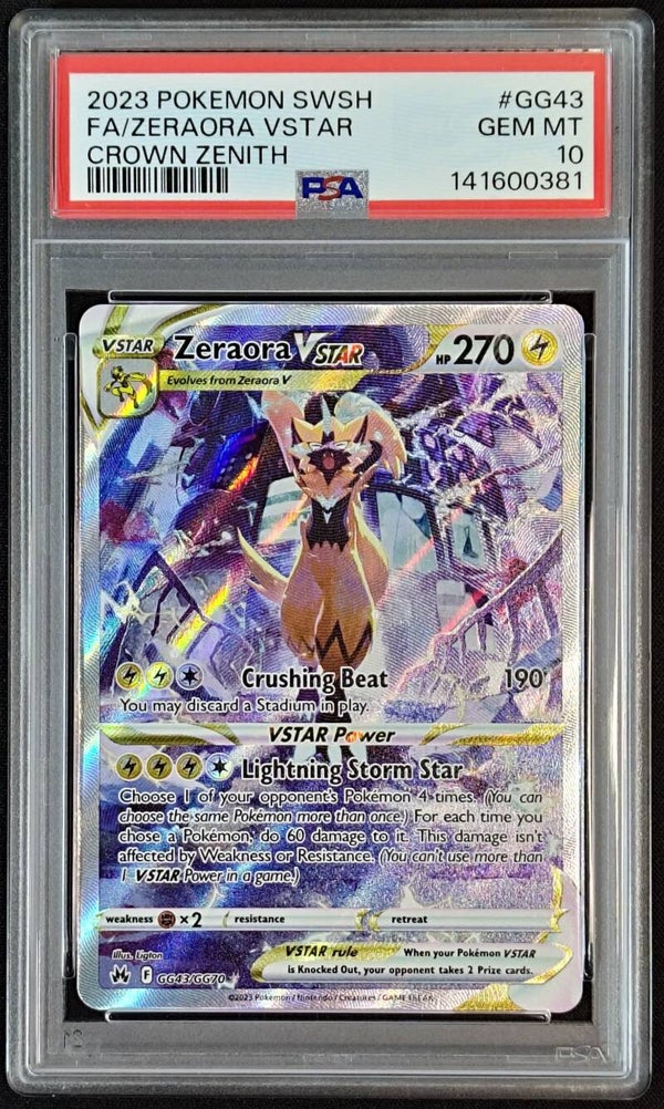 ZERAORA VSTAR 2023 POKEMON SWORD & SHIELD CROWN ZENITH #GG43/GG70 - GALARIAN GALLERY - PSA 10 GEM MINT - Shadow TCG