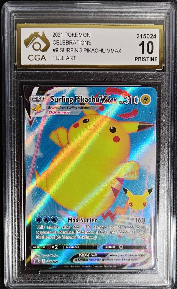 CGA PRISTINE 10 - SURFING PIKACHU VMAX 2021 POKEMON CELEBRATIONS #9 - Shadow TCG
