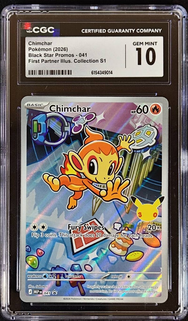 CGC GEM MINT 10 - CHIMCHAR 2026 POKEMON ENGLISH BLACK STAR PROMO 041 - FIRST PARTNER ILLUSTRATION COLLECTION S1 - Shadow TCG