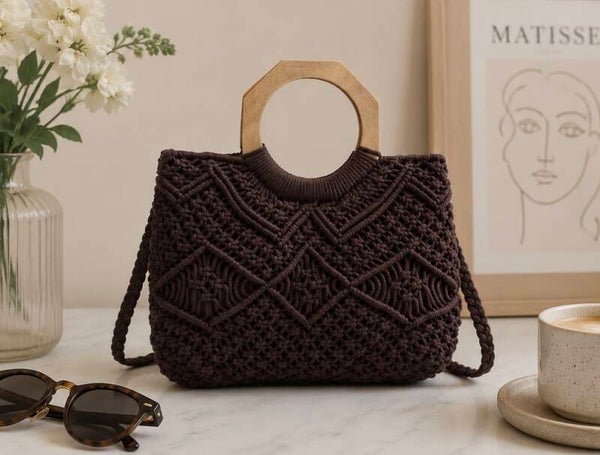 BOLSO CROCHET ASA MADERA