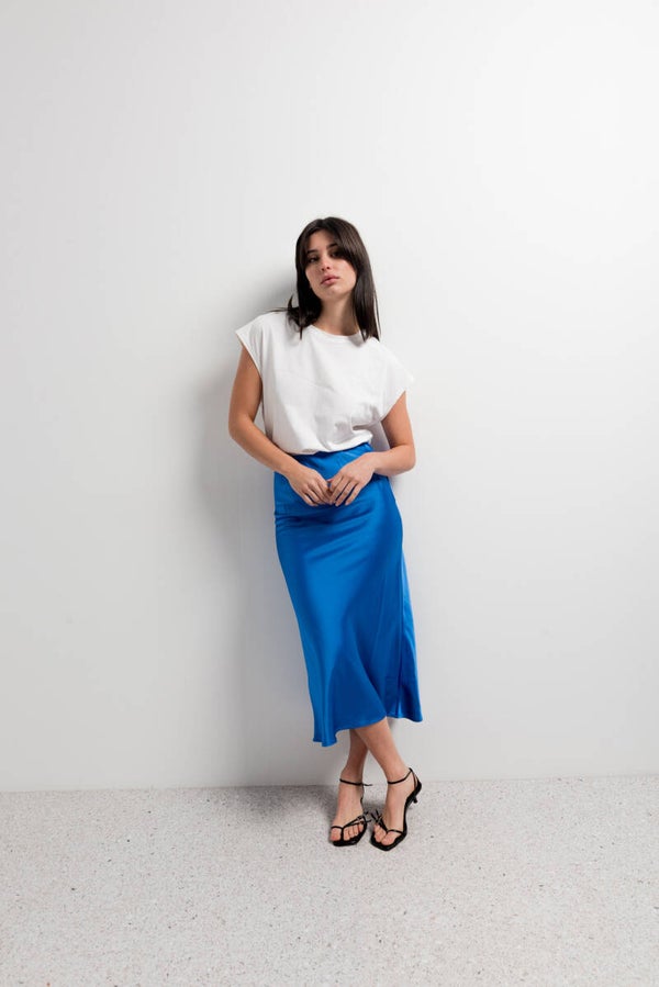 FALDA SATINADA MIDI MALDIVAS