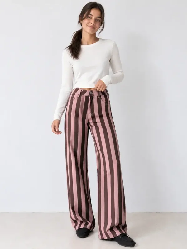 JEANS TEEN RAYAS ROSA