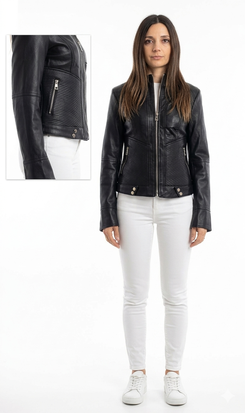 Giacca Beatrix -ecopelle collo coreana